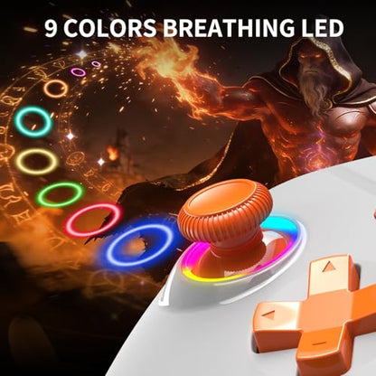 Bcofo Wireless Gaming Controller, PC Controller for PC/Switch/P3/iOS/Android with 4 Programing Buttons, Hall Effect Trigger, RGB Lighting,1000mAh Battery, Turbo, Dual Vibration, Screenshot, White