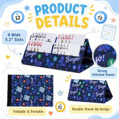 Playing Card Holder for Bingo Pull Tabs Gambling Tickets Card Game Holders for Canasta Poker Bridge Cards Navy Blue - color: Navy Blue