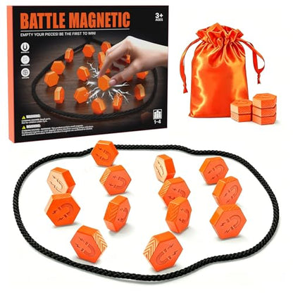 20-Piece Magnetic Chess Game | Textured Stones & Rope, Strategic Standing Play for Kids & Adults, Family, Party, Travel & Camping, Puzzle Strategy Games