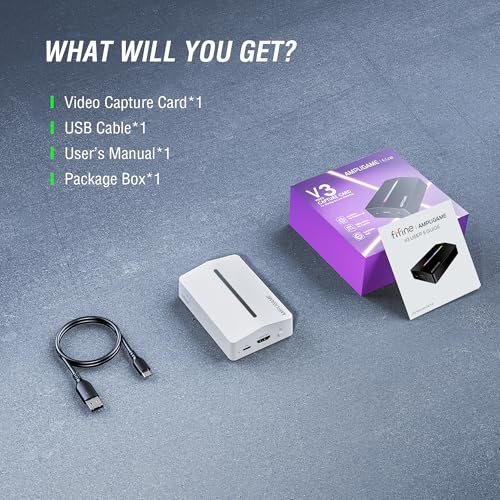 Fifine AmpliGame Gaming Capture Card USB 4K HDMI, 1080P Audio Video Capture Card for OBS Streaming with RGB, HDMI in/Out Compatible for Switch/XBOX/PS5/Computer-V3 White - color: White