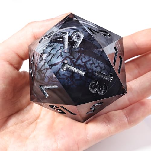 Mini Planet 50mm Chonk Sharp Edge Liquid Core Polyhedral Board Game RPG Resin D20 Dice - color: Dragon Eye Dice 2
