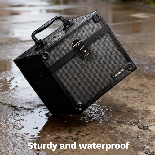Graded Card Storage Box & Waterproof PSA Slab Case with Two Keys Lock (7.87"x6.69"x7.17") - Sports Card Carrying Case for Toploader/Trading Cards (black) - color: black