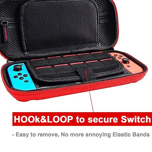 daydayup Switch Carrying Case Compatible with Nintendo Switch/Switch OLED, with 20 Games Cartridges Protective Hard Shell Travel Carrying Pouch DS Case - color: Red, size: 2017-Inch