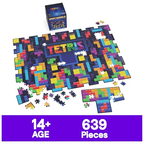 Spin Master Games Tetris Impossible Puzzle | A Mind-Bending Lenticular Puzzle with Color-Shifting Tetris Pieces, Includes Bonus Tetromino Puzzle, 639 Pieces - style: Tetris Puzzle