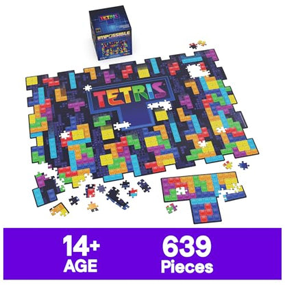 Spin Master Games Tetris Impossible Puzzle | A Mind-Bending Lenticular Puzzle with Color-Shifting Tetris Pieces, Includes Bonus Tetromino Puzzle, 639 Pieces - style: Tetris Puzzle
