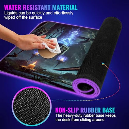 RGB Gaming Mouse Pad Large Extended Desk Mat 35.4x15.7in XXL XXXL Mousepad LED Light Up Keyboard Mat PC Gamer Desk Pad Gaming Accessories Extra Big Mouse Mats for Desk - Sunway Velocity - color: Sunset Velocity