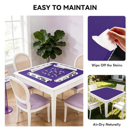 31.5'' Purple Mahjong Mat for Table, Non-Slip Noise Reduction Gaming Mat | Classic Gaming Mat with Carrying Bag for Mahjong, Poker, Card, Domino, Board Games, Dominoes,Cards & Tile Games - color: Royal Purple