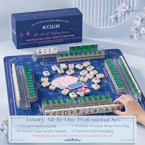 American Mahjong Mat and Racks Set: 31.5" x 31.5" Waterproof Neoprene | Includes 4 clear acrylic racks, rules card, carrying bag and gift box – ready to play, great for gifting(Royal Mandala) - color: Royal Mandala