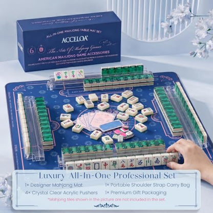 American Mahjong Mat and Racks Set: 31.5" x 31.5" Waterproof Neoprene | Includes 4 clear acrylic racks, rules card, carrying bag and gift box – ready to play, great for gifting(Royal Mandala) - color: Royal Mandala