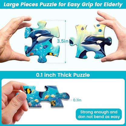 6 Packs 16 Large Piece Puzzle for Seniors, Alzheimer Dementia Puzzles for Elderly Adults, Dementia Alzheimer's Products Activities Memory Cognitive Games Jigsaw Puzzles with 6 Storage Bags - style: 16 Large Pieces