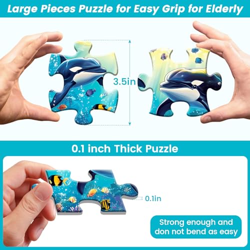 6 Packs 16 Large Piece Puzzle for Seniors,Cat Dog Dementia Jigsaw Puzzles | Dolphin Deer Animal Dementia Puzzles for Elderly Adults,Dementia Alzheimer's Products Activities Memory Cognitive Games - style: 16 Large Pieces
