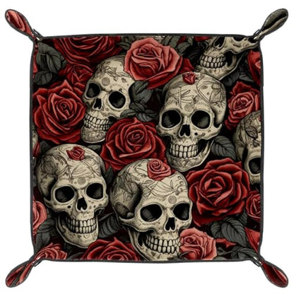 Skulls Rose Dice Tray Dice Rolling Tray Folding Dice Holder for Dice Games, Like RPG, DND and Other Table Games - color: Multi 16