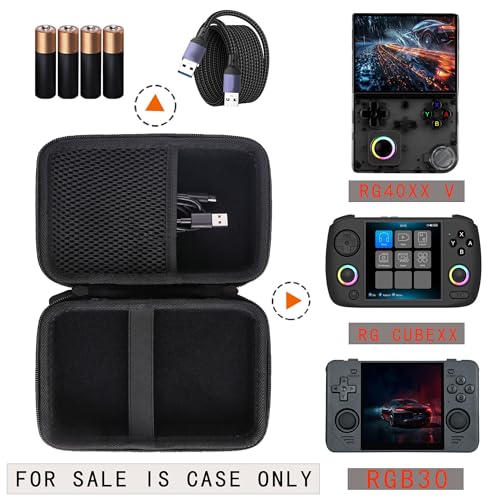 JINMEI Hard EVA Carrying Case Compatible with R36MAX/RG40XX V /RG CubeXX/ RG Cube/ Powkiddy RGB30 4-Inch Handheld Game Console Case (black) - color: black