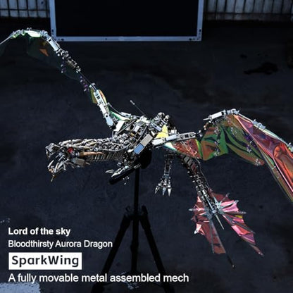 3D Metal Puzzle for Adults, Steampunk Bloodthirsty Aurora Dragon 3D Metal Model Kit with Stand, 3000+PCS Dragon 3D Puzzle Kit Jigsaw Animal DIY Craft Gift