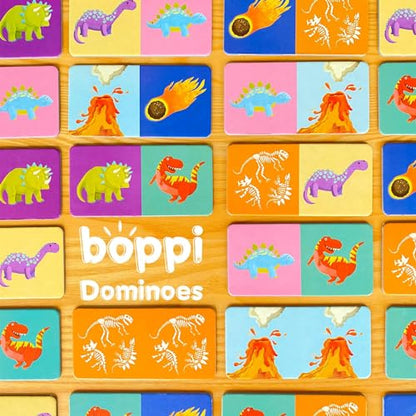 boppi Dominoes Set Picture Game for Toddlers - Colourful Food Themed Montessori/STEM Dominoes for Children - Games for 3 Year Olds and Up - style: Food