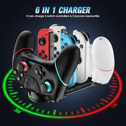 VidPPluing 2 Pack Switch Controllers with Charging Dock for Switch | Switch 2 Controller with Motion Control/Dual Vibration/Turbo/Wake up/Charging Cable/600mAh Battery