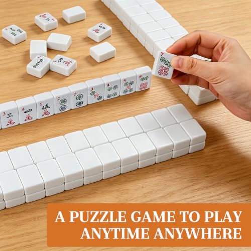 Bucher&Rossini American Mahjong Set, 166 Mahjong Tiles with Travel Case, Mahjong Game Set with Mah Jong Accessories, White Mahjong Tile