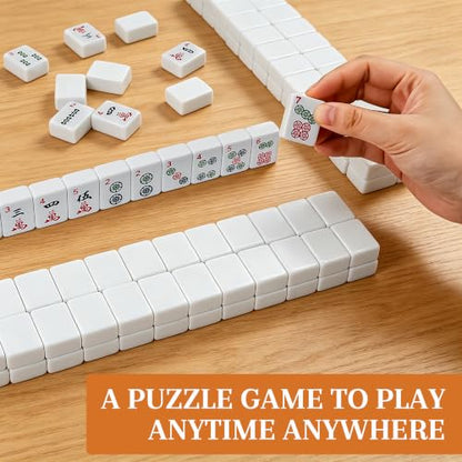 Bucher&Rossini American Mahjong Set, 166 Mahjong Tiles with Travel Case, Mahjong Game Set with Mah Jong Accessories, White Mahjong Tile