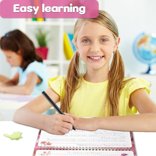 chiazllta Grooved Cursive Handwriting Workbook with Disappearing Ink Pens Magic Reusable Grooved Cursive Writing Practice for Beginners Kids Kickoff Workbook Homeschooling Supplies (Inspiring Quotes) - style: Inspiring Quotes
