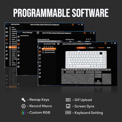 EPOMAKER X Aula F75 MAX Wireless Mechanical Keyboard with TFT Screen and Knob, Gasket Gaming Keyboard in 75% Layout, Hot Swappable, RGB Backlight, for PC/Mac/Linux (Black Gradient) - color: Black Gradient