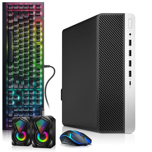 BTO HP G5 SFF Desktop Computer, Intel i7 9th Gen Processor, 512GB SSD, 16GB DDR4 RAM, GTX 1050Ti 4GB GDDR5, Wi-Fi, Windows 11 Pro, RGB Keyboard & Mouse, Gaming PC (Renewed)