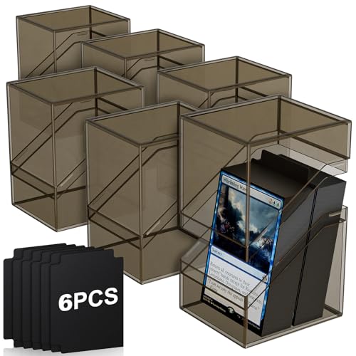 Mlikero Card Deck Cases, 6 Pack Acrylic Commander Deck Box Holding 100+ Sleeved Cards with 6 Dividers, Sturdy Card Storage Box Fit for MTG, TCG, Sports Cards (Black) - color: Black, size: 6 Pack