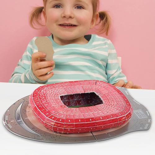 Classic Football Stadium Puzzle,3D Puzzle Soccer Club Venues,3D Paper Model Building Puzzle Kit, Soccer Stadium Souvenir Gift,Handmade Puzzle Ornaments，Cardboard Model (Allianz Arena) - color: Allianz Arena