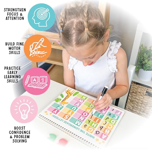 Hadley Designs Preschool Learning Activities - ABC Tracing Books for Kids Ages 3-5, Reusable Letter Tracing for Kids, Wipe Clean Preschool Workbooks, Learn to Write Dry Erase Writing Practice for Kids