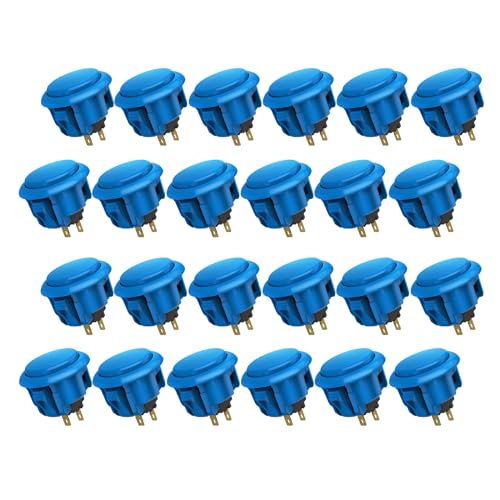 QANBA D-lite Arcade Button Original Buttons Snap-In Joystick Arcade Buttons for DIY arcade machines 30mm Push button switch (Boxed） (30mm Blue（DL01) 24 Pcs) - size: 30mm Blue（DL01) 24 Pcs