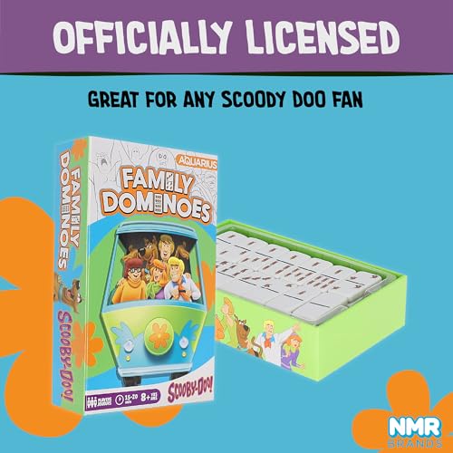 AQUARIUS Scooby-Doo Family Double 6 Dominoes Game – 28 Cartoon Tiles Featuring Scooby Doo – Easy Matching Game for Kids & Adults – Official Scooby-Doo Merchandise
