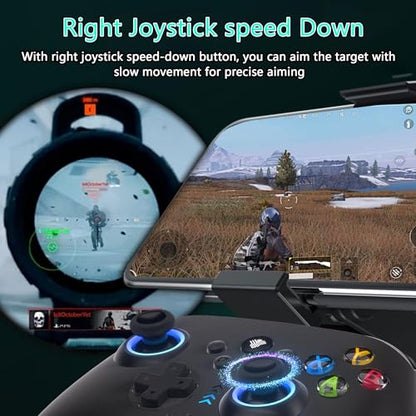 YUYIU Wireless Gaming Controller for PC, Switch, Steam Deck, Android, iOS | Bluetooth Controller with Hall Effect Joystick/RGB/1000Hz/Turbo/Macro/800mAh Battery/6-Axis Gyro/Vibration (Black) - color: BLACK