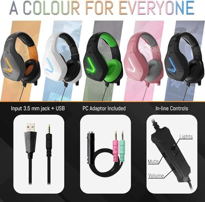 Orzly Gaming Headset (White) for PC and Gaming Consoles PS5, PS4, Xbox Series X | S, Xbox ONE, Nintendo Switch & Google Stadia Stereo Sound with Noise Cancelling mic - Hornet RXH-20 Siberia Edition - color: White