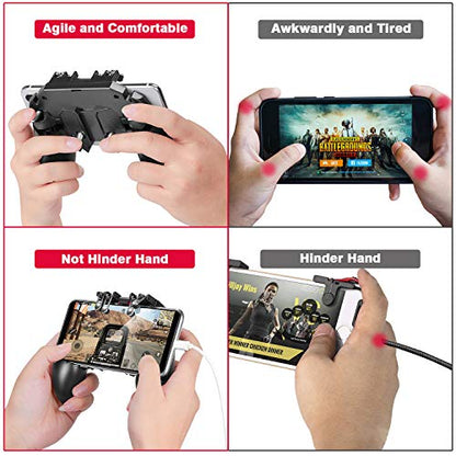 DELAM Mobile Game Controller for iPhone & Android, Pubg Mobile Controller Phone Triggers for Gaming, Gaming Grip Joystick Gamepad Shoot Aim Keys for 4.7-6.5" Phone - color: PUBG Controller with 4 Triggers