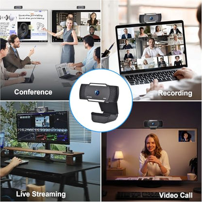 Auto Focus Full HD Webcam 1080P Auto-Light Balance- Pro Web Camera With Dual Digital Microphone USB Computer Webcam For PC Laptop Desktop MAC Video Calling Made For Meetings And Works For Streaming
