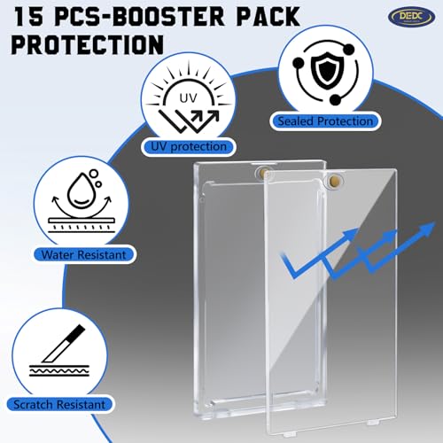 DEDC Booster Pack Protector Card Holder UV Magnetic Case MTG Display Holder Clear Cases Fit for Standard Cards Storage Protect Collectible Sports Gaming Cards (Pro-Collector Bundle(15pcs))