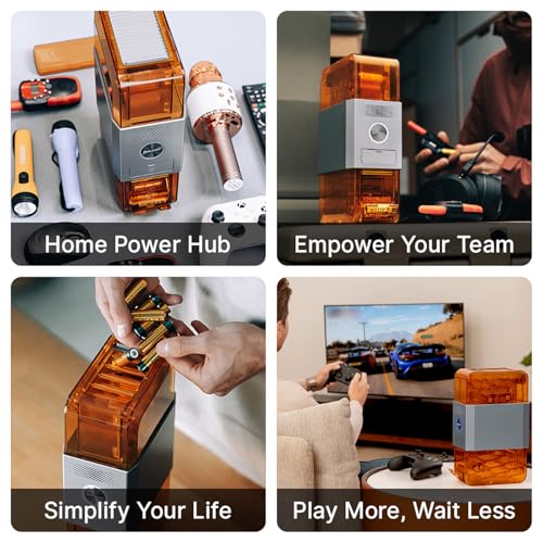 OLIGHT Ostation X Smart 3-in-1 AA Battery Charger with 32 NiMH AA | NiMH AA Batteries 2100mAh, Polarity-Free, App Control, Auto Charge & Storage, Bad Battery Removal, for Homes Offices Schools