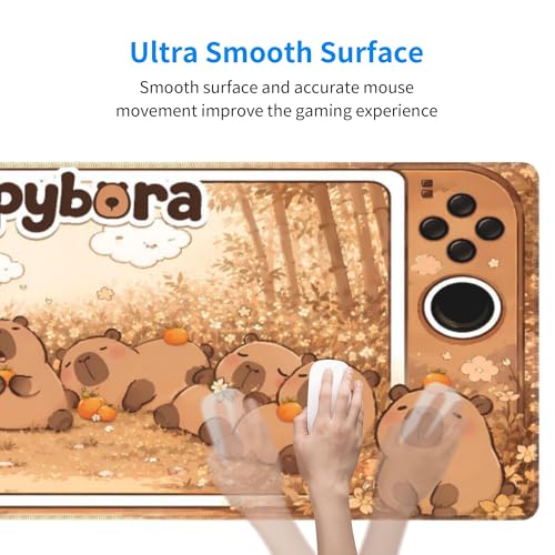 Capybara Gaming Mouse Pad Extended Large Mouse Mat 31.5 X 11.8 Inch Nonslip Rubber Base Long Desk Pad Stitched Edges Mousepad Mice Pad for Office Home Game - color: Capybara
