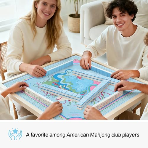 KUNTE Mahjong Mat, Light Blue, 32"x32" | Non-Slip, Quiet, Waterproof, Foldable, For American Mahjong - color: Light Blue