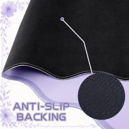 Sabary Scalloped Desk Mat Keyboard Mouse Pad Set Purple Large Cute Aesthetic Preppy Table Mat Keyboard Wrist Rest Mouse Pad with Wrist Rest Coaster Ergonomic Non-Slip Waterproof Gaming Desk - color: Purple, size: 35.5 x 15.7 Inch