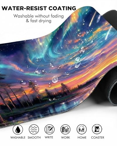 Mouse Pad, Desk Mat, 31.5x11.8in Large Mousepad, Meteor | Desk Pad with Stitched Edge & Rubber Non-Slip Bottom, Gaming Mouse Pad, Extended Mousepad for Home, Office - color: Meteor
