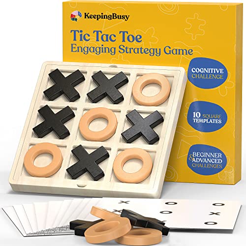 Keeping Busy Tic Tac Toe Dementia Activities for Seniors | Alzheimer Products for Elderly Patients | Fun Memory Game Toy & Cognitive Brain Puzzle for Senior Citizens w/Memory Loss or Alzheimers