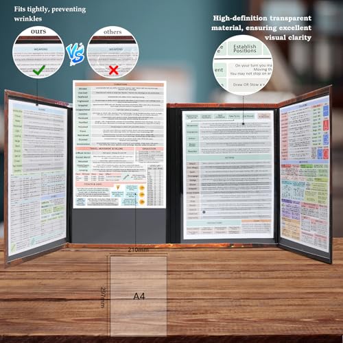 DND DM Screen, Dungeons and Dragons Master Screen Leather | 4 Wet-Erase Function Pockets,DND Game Accessories for TRPG,with 4 Panels Master Screen Inserts - color: Screen B