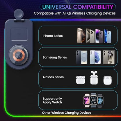 15W Wireless Charging Mouse Pad with Phone Holder&20W Power Adapter, RGB Gaming Mouse Pad, 15 Lights Mode 31.5"x11.8" XXL Large Desk Pad,Ultra-Smooth Surface,Non-Slip Rubber Base