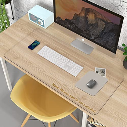 Clear Writing Desk Pad, 14’’x30” Heat Resistant Waterproof PVC Round Edge Durable Desk Protect Mat, Anti-Static Writing Mat Table Protector - size: 14’’x30”