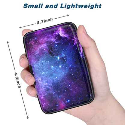 Credit Card Holder, Mini Aluminum Card Wallet RFID Blocking Slim Metal Hard Card Case for Women Men, Galaxy - color: Galaxy