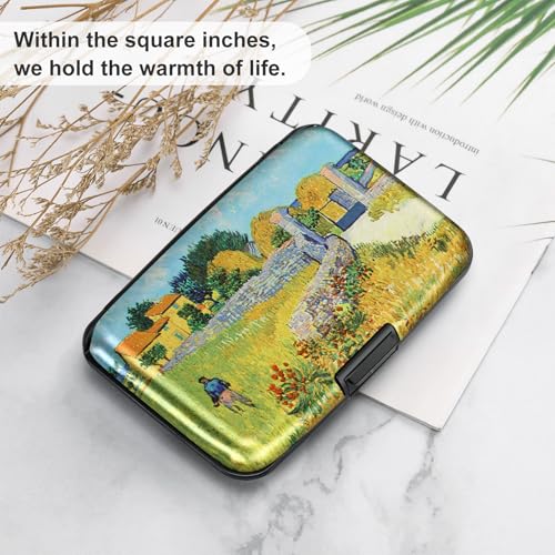 ELFISH Mini RFID Aluminum Wallet Credit Cards Holder Business Card Case Metal ID Case for Men Women(Farmhouse) - color: Farmhouse