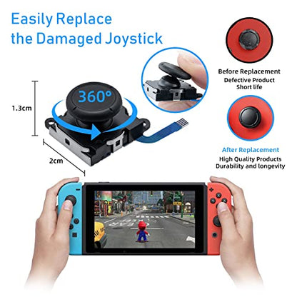 Mcbazel Joycon Joystick Replacement for Nintendo Switch, Switch OLED, Switch Lite(NOT for Switch 2) - 3D Replacement Joystick Analog Thumb Stick with +&Y-Screwdriver, Pry Tool, Tweezer Kit - color: Black