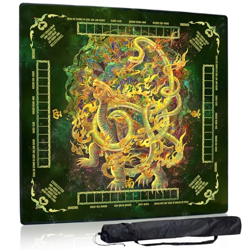 Mahjong Mat,Non-Slip and Noise Reducing Portable Mahjong Accessories | 31.5" x 31.5" with a Carrying Bag,Game Table Mat for Board Games, Card Games, Dominoes - color: Turtle