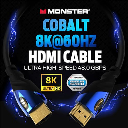 Monster 8K HDMI Cable 4 FT, Ultra High Speed 48 Gbps HDMI Cable, 60/120Hz, Dynamic HDR, eARC, 24K Gold Contacts, V-Grip, for Xbox Series X, PlayStation 5, TV, Monitor