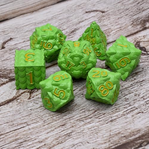 Dragon Scale Metal Dice Set-Dragon Claw,with Gift Metal Box for TTRPG Tabletop Gaming,Dungeon Masters,RPG Adventures(Green) - color: Green